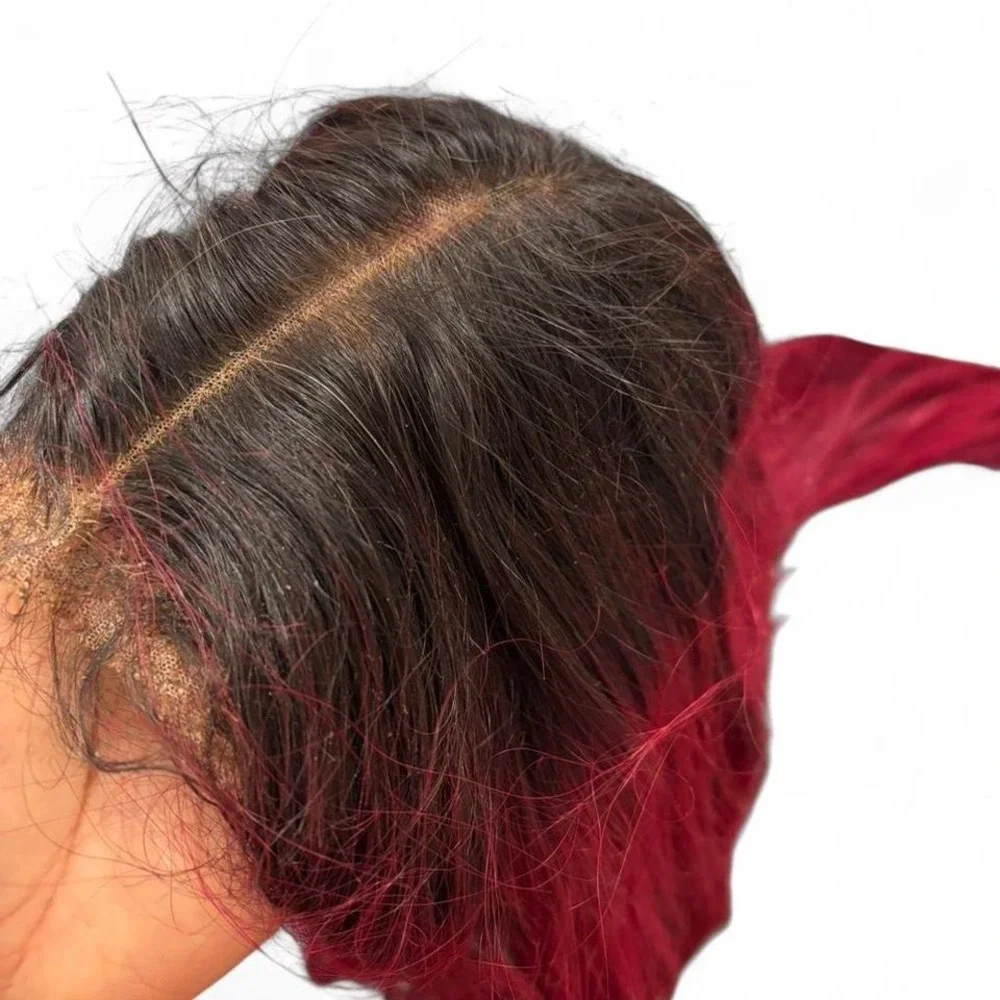 30 inch custom colored Red ombre wig. Washed before shipment. 13x6 precut wig